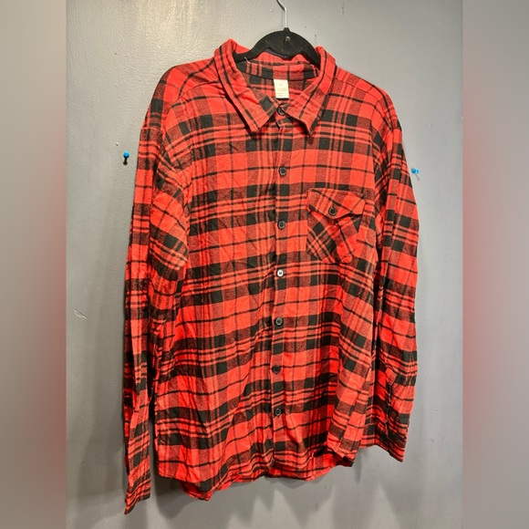 Red And Black Flannel Button Down Shirt - Picture 2 of 10
